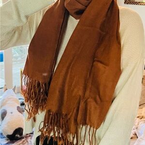 Soft tasseled Burnt Sienna Fringe Scarf Brand new